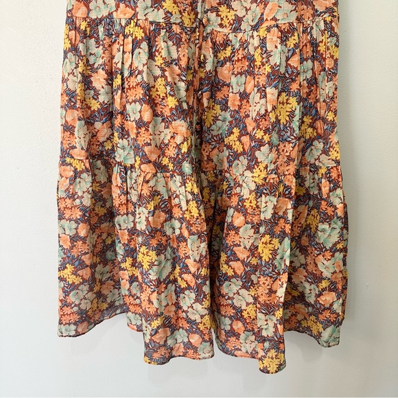 Veronica Beard Malgosia Floral Print Button Front Ruffle Midi Dress Sz 6 Cotton - Picture 6 of 16